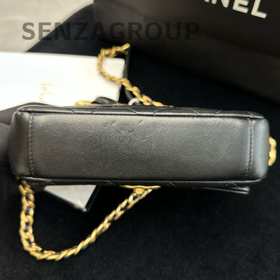 Chanel 21P Quilted Black Gold Chain Shoulder Bag