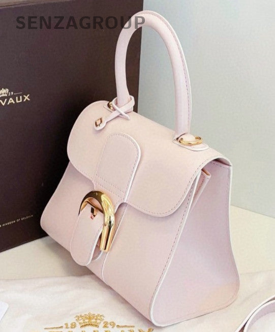 Delvaux Brilliant Mini 2Way Top Handle Bag Crossbody Pink Gold Women Classic
