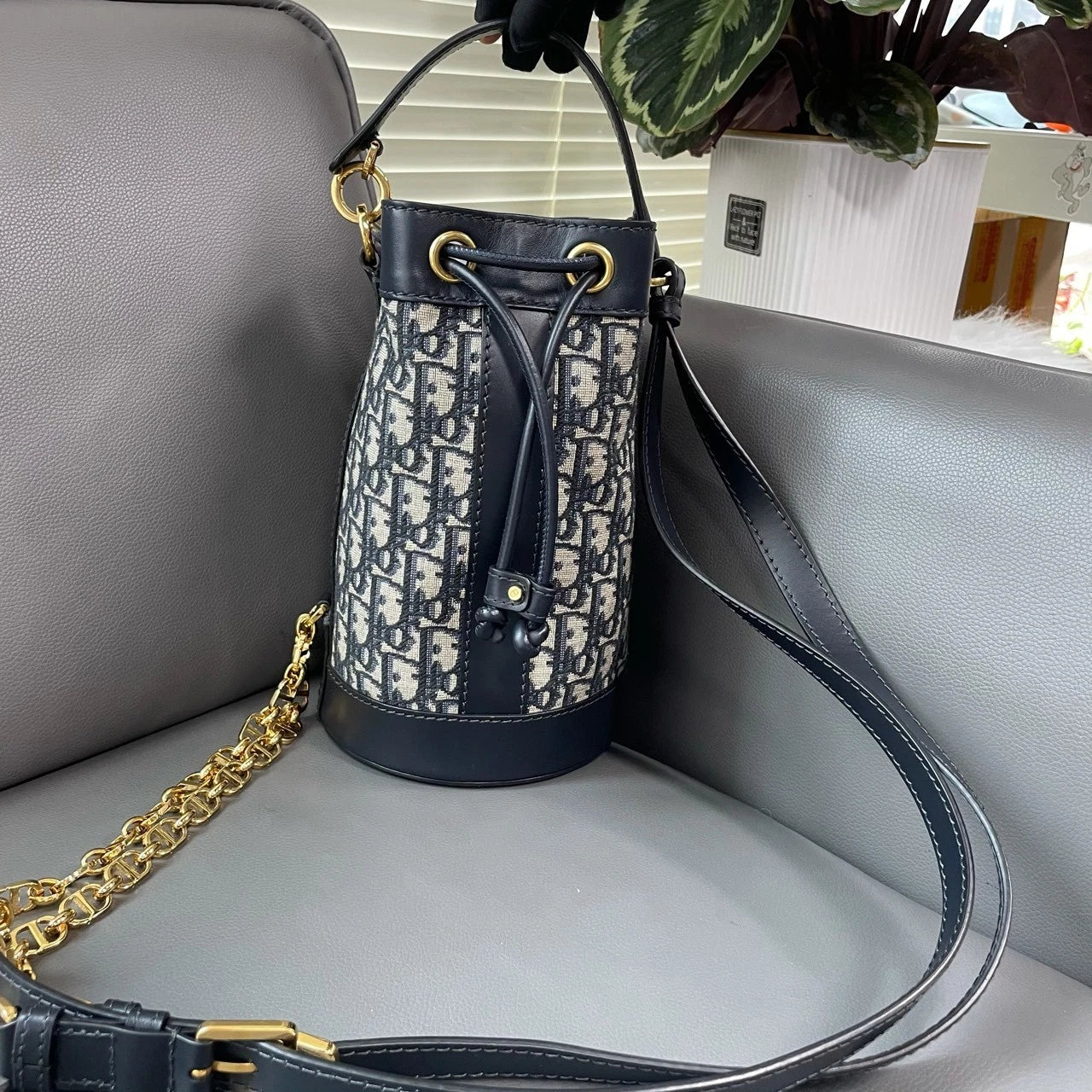 Dior New Oblique Monogram Drawstring Backpack For Women