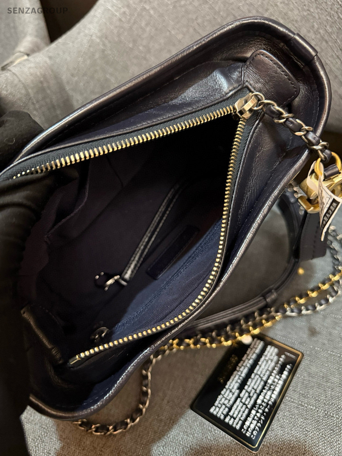 Chanel Gabrielle Blue Gold Chain Shoulder Crossbody Bag Women