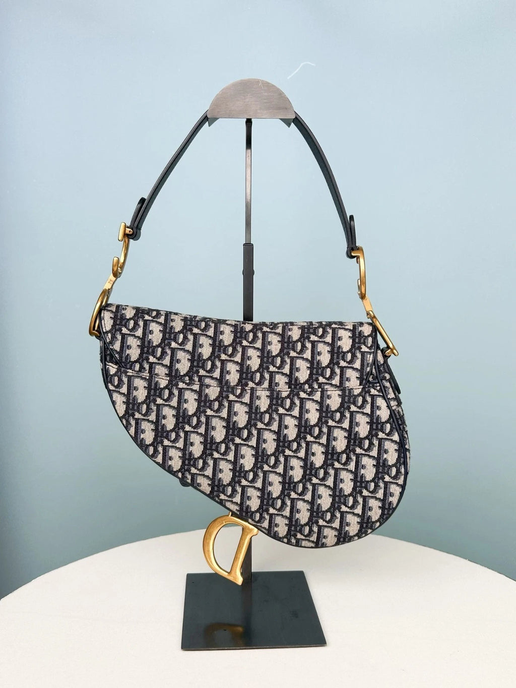 Christian Dior Oblique PM Canvas Top Handle Bag Shoulder Bag Black Women
