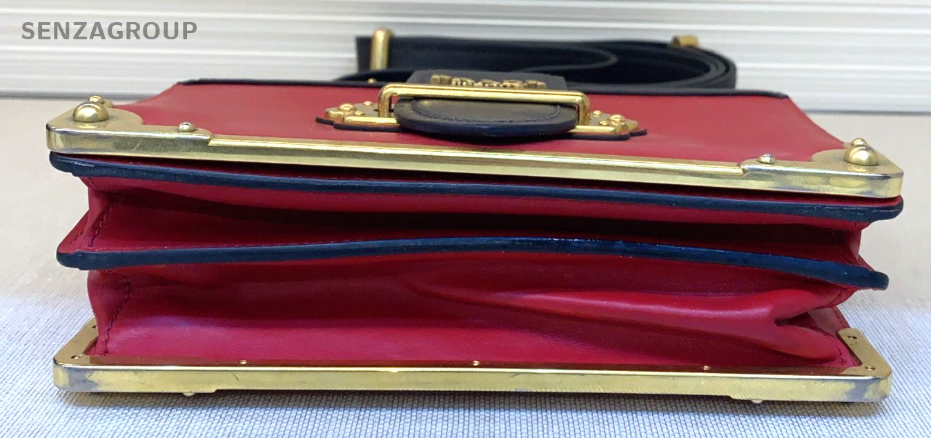 PRADA Cahier Box Shoulder bag Women Crossbody Back Red