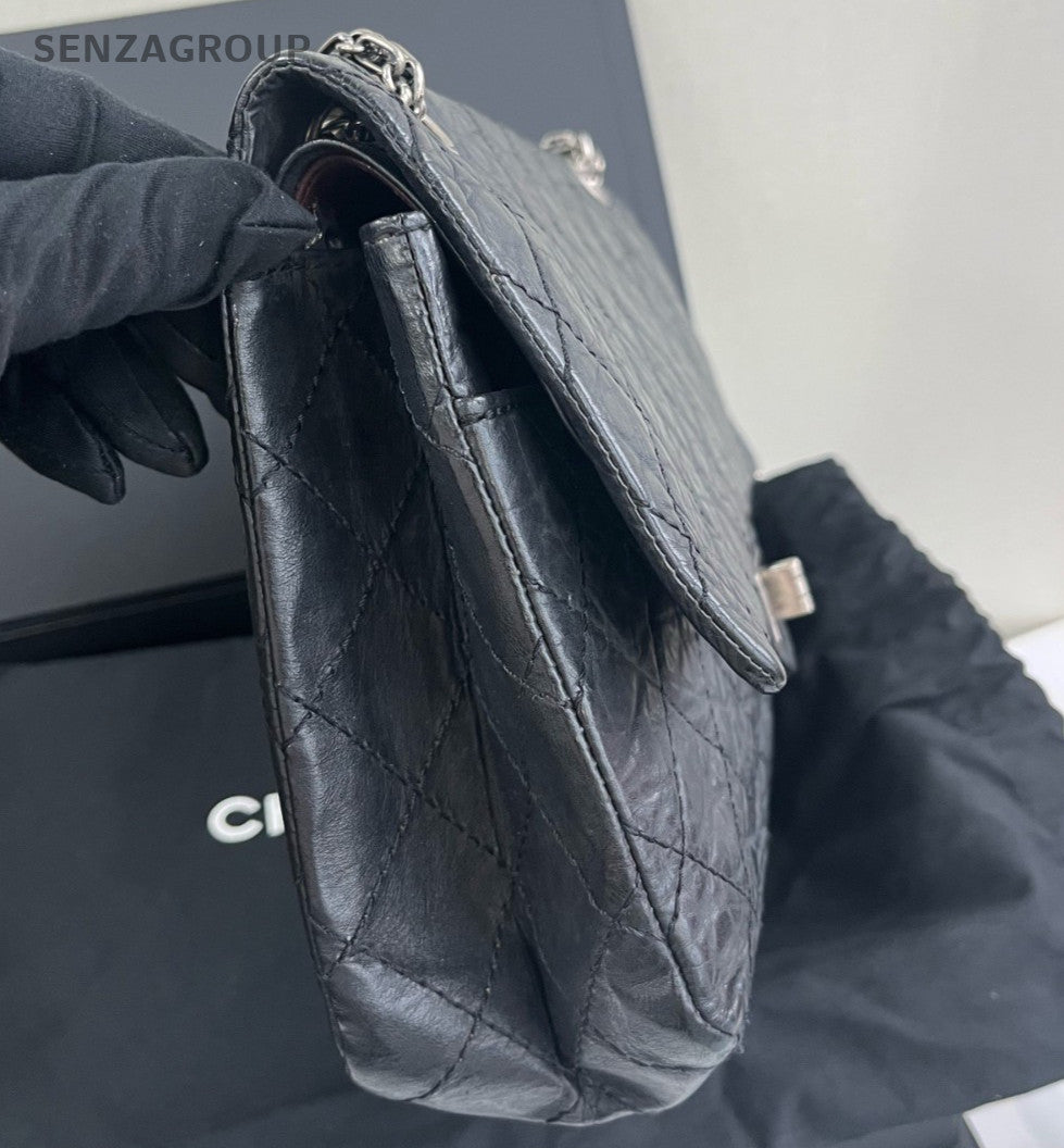 Chanel Diamond GM Chain Crossbody Shoulder Bag Black Silver Used Women Classic