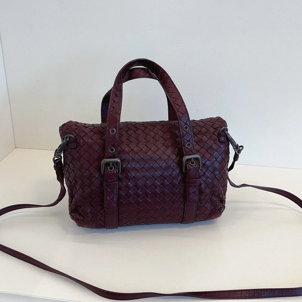 Bottega Veneta Satchel Intrecciato Backpack Top Handle Crossbody Red Women