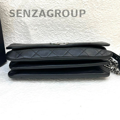 Chanel Le Boy Black Silver Chain Shoulder Bag Classic Quilted