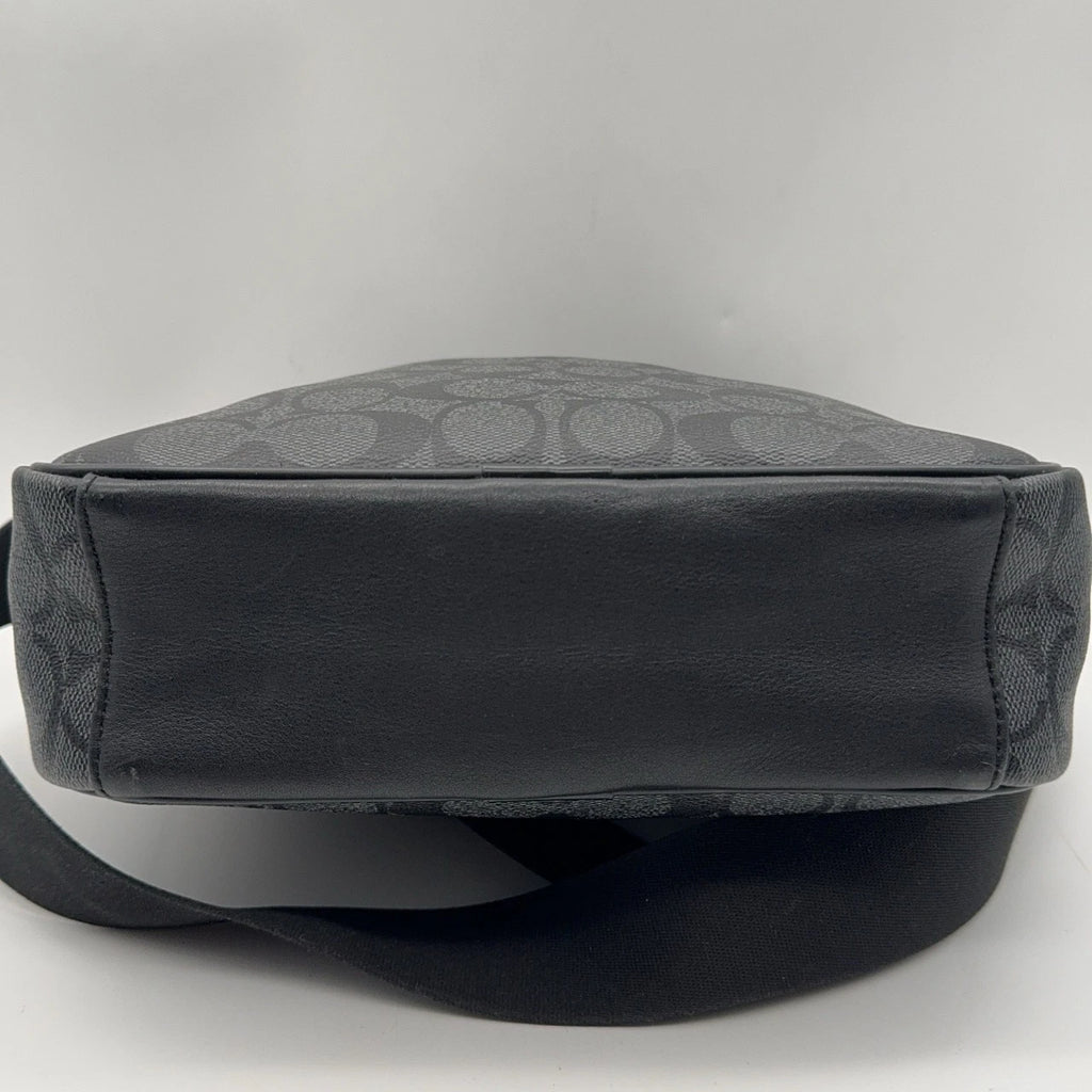 Coach Black Grey Monogram Canvas Shoulder Crossbody Bag For Women