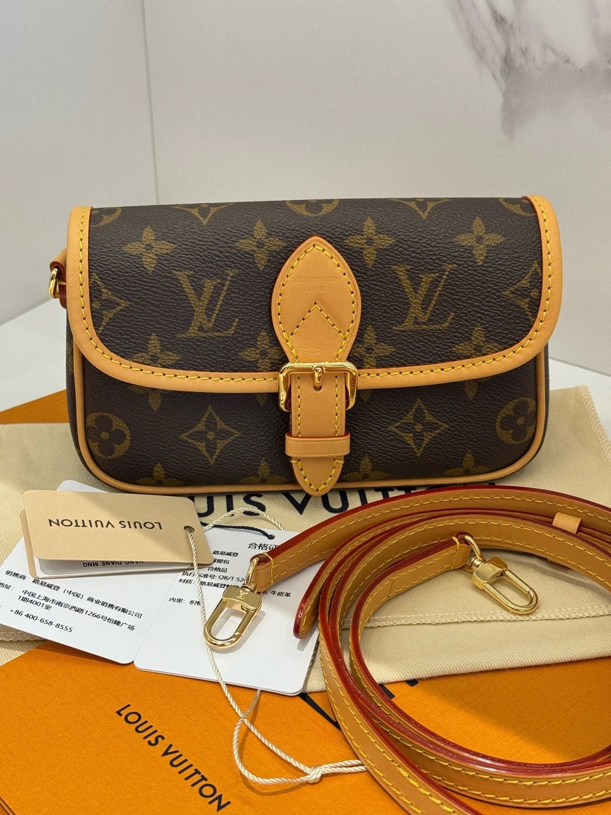Louis Vuitton Canvas Monogram Nano Baguette Crossbody Women