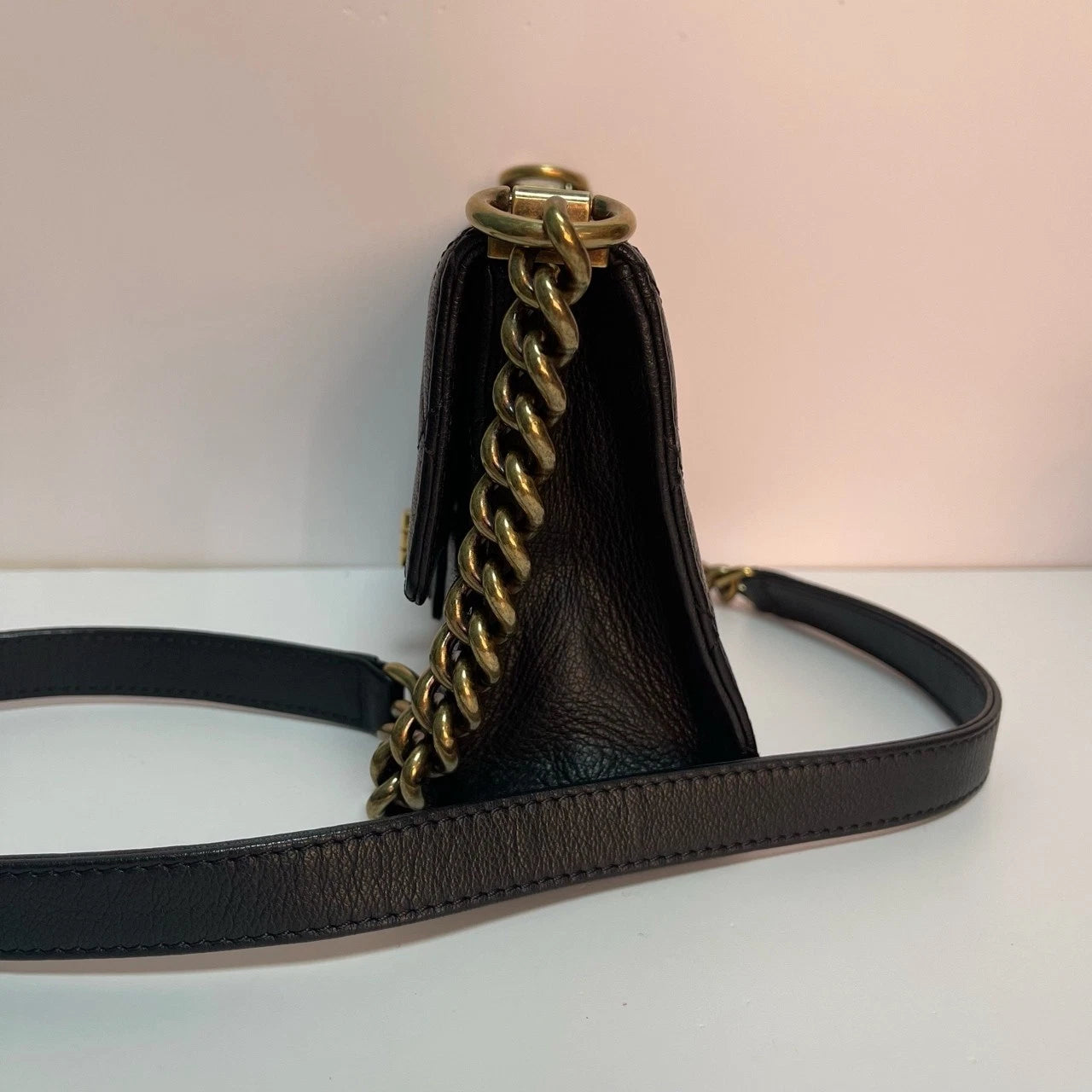 Authentic Chanel Vintage 2.55 Trendy Black Calfskin Shoulder Bag For Women
