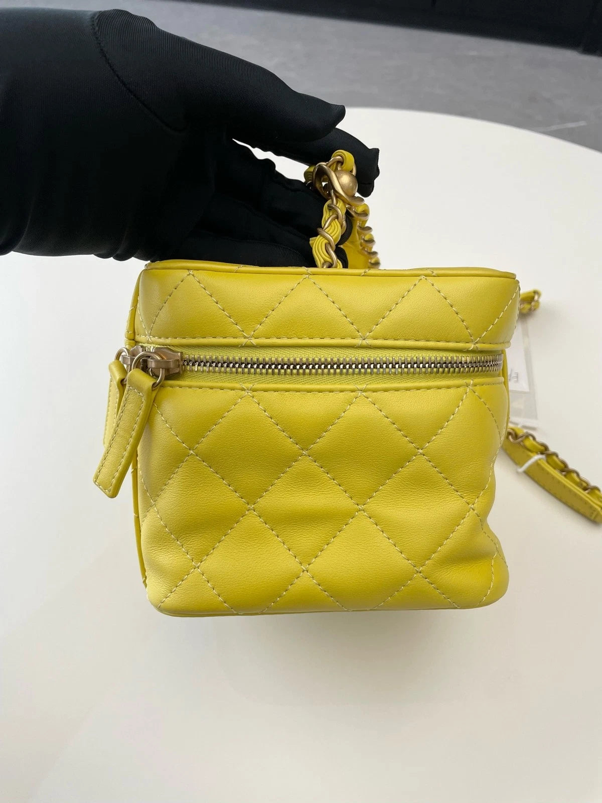 CHANEL Yellow Leather Box Shoulder Bag For Women