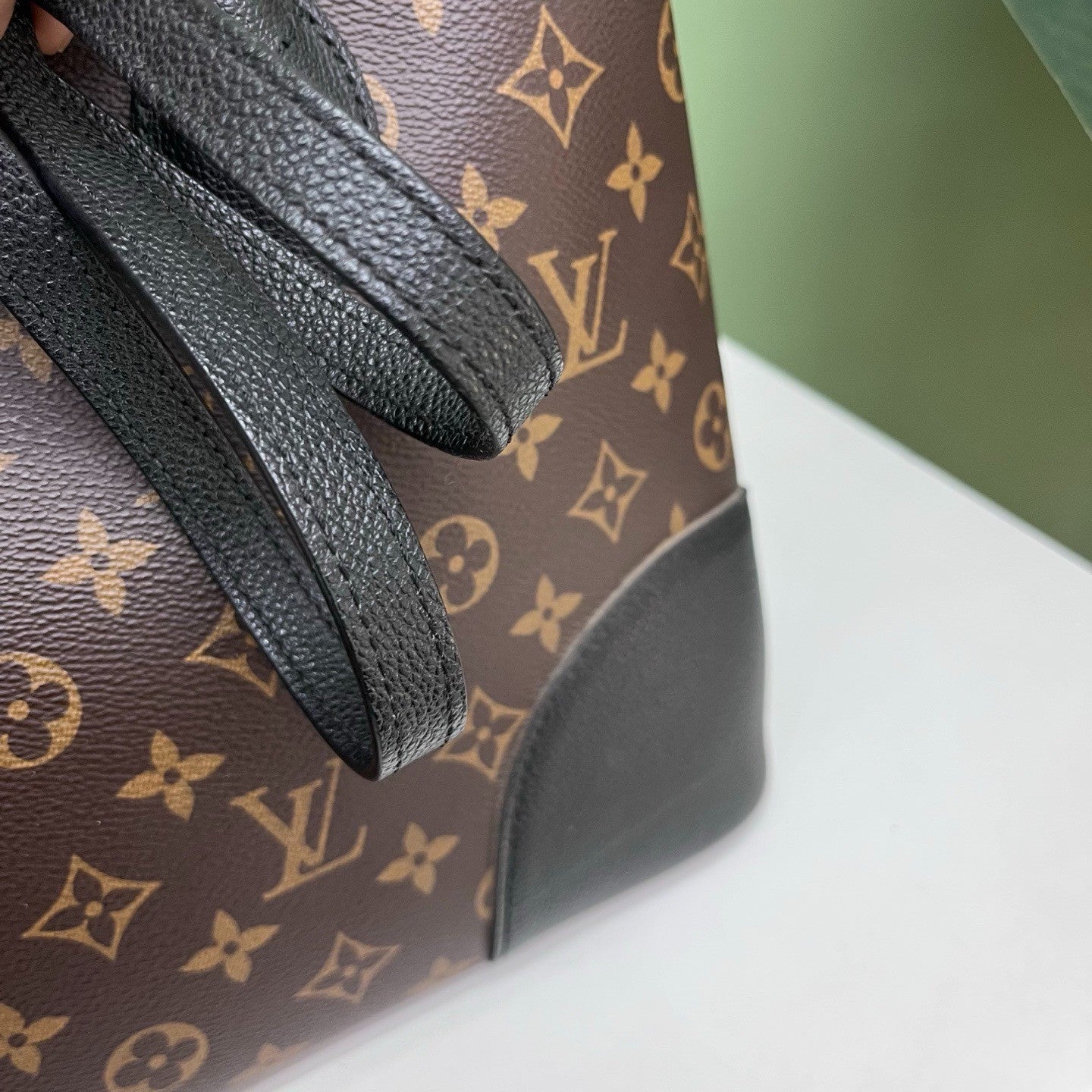 Louis Vuitton Flandrin Tote Monogram Top Handle Shoulder Bag Brown Gold Women