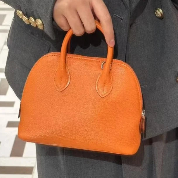 Hermes Bolide Mini Evercolor Top Handle Crossbody Bag Orange Gold Women S