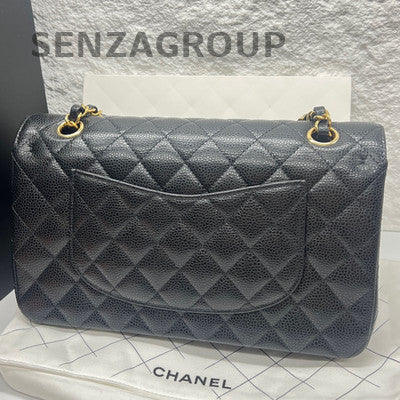 Chanel Black Caviar Classic Flap Medium Chain Shoulder Bag Women