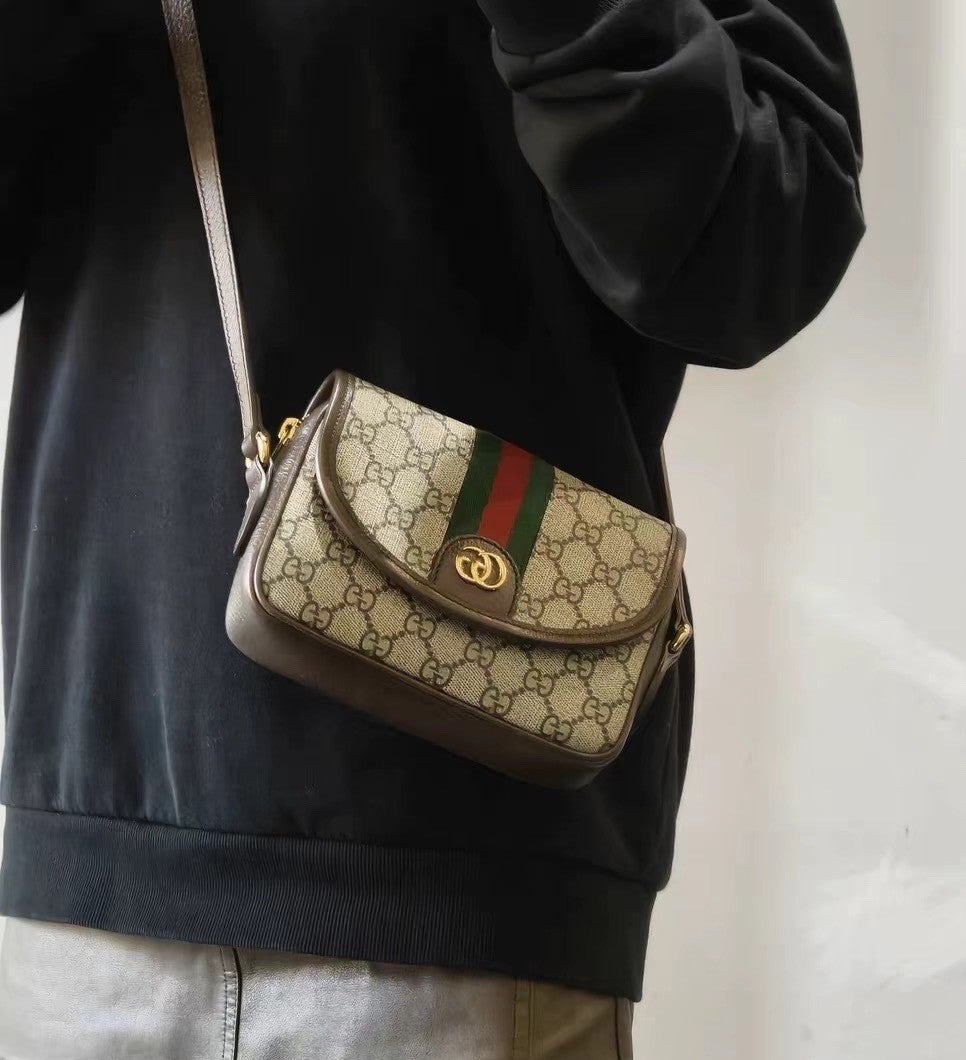 GUCCI Ophidia GG Supreme Canvas 2ways Shoulder Crossbody Bag Brown Women