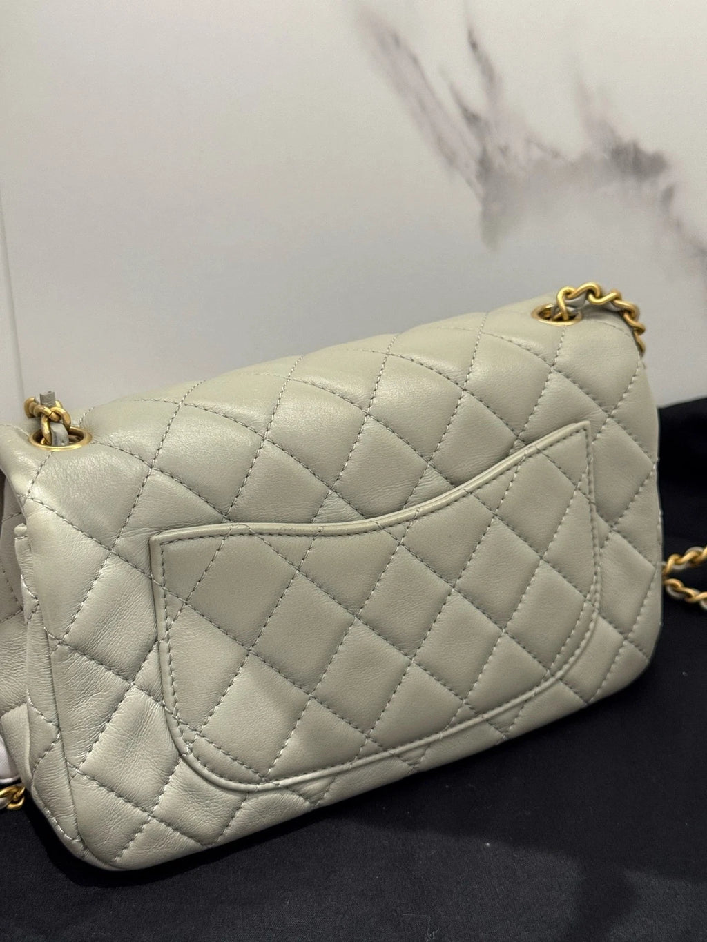 CHANEL Gray Lambskin CF Mini Chain Shoulder Bag Women