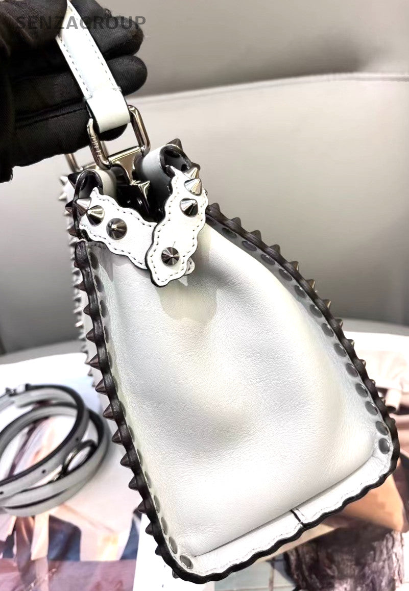 Fendi Peekaboo PM Top Handle 2way Shoulder Handbag White Women