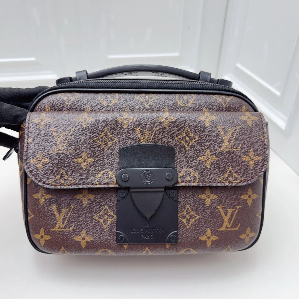 Louis Vuitton Messenger Bag Monogram Top Handle Crossbody Bag Brown Women