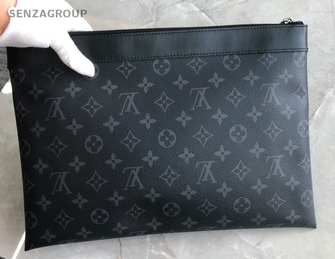 Louis Vuitton Black Monogram Clutch Handbag Black