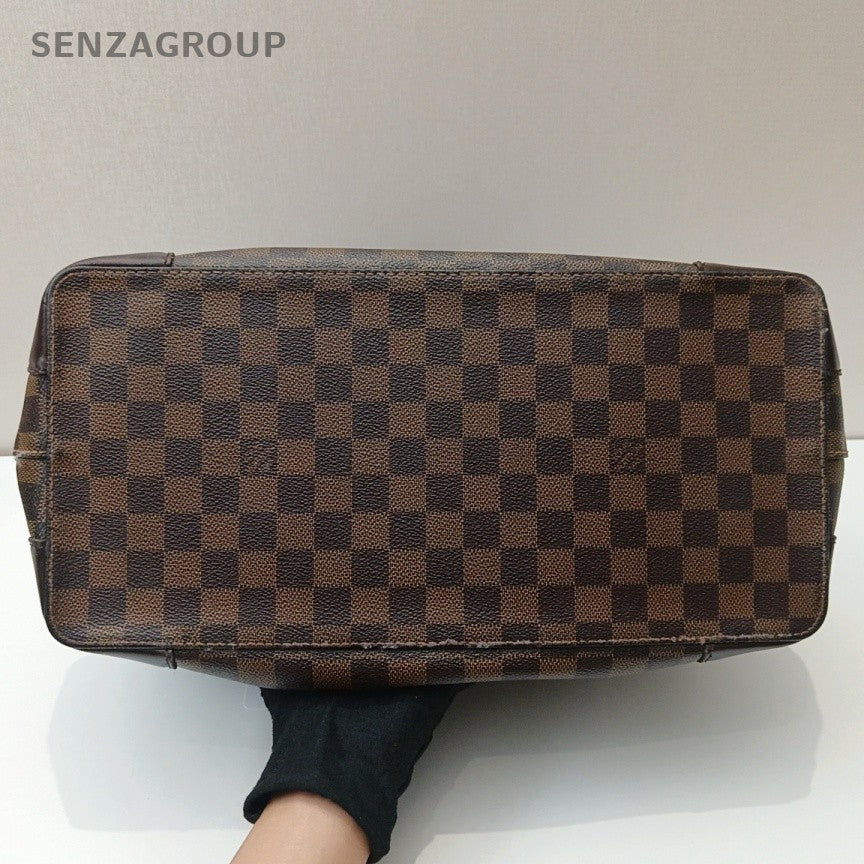Louis Vuitton Damier Ebene Tote Shoulder Bag Brown Gold Women Classic