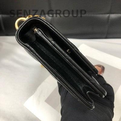 Chanel Black Gold Lambskin WOC Chain Shoulder Crossbody Bag Classic Women