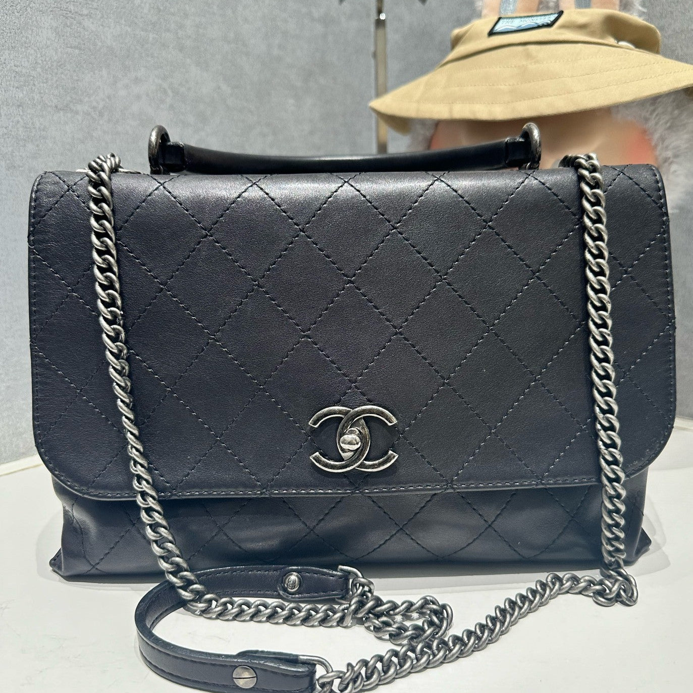 Chanel Classic Black Quilted Chain Shoulder Bag with Silver Hardware