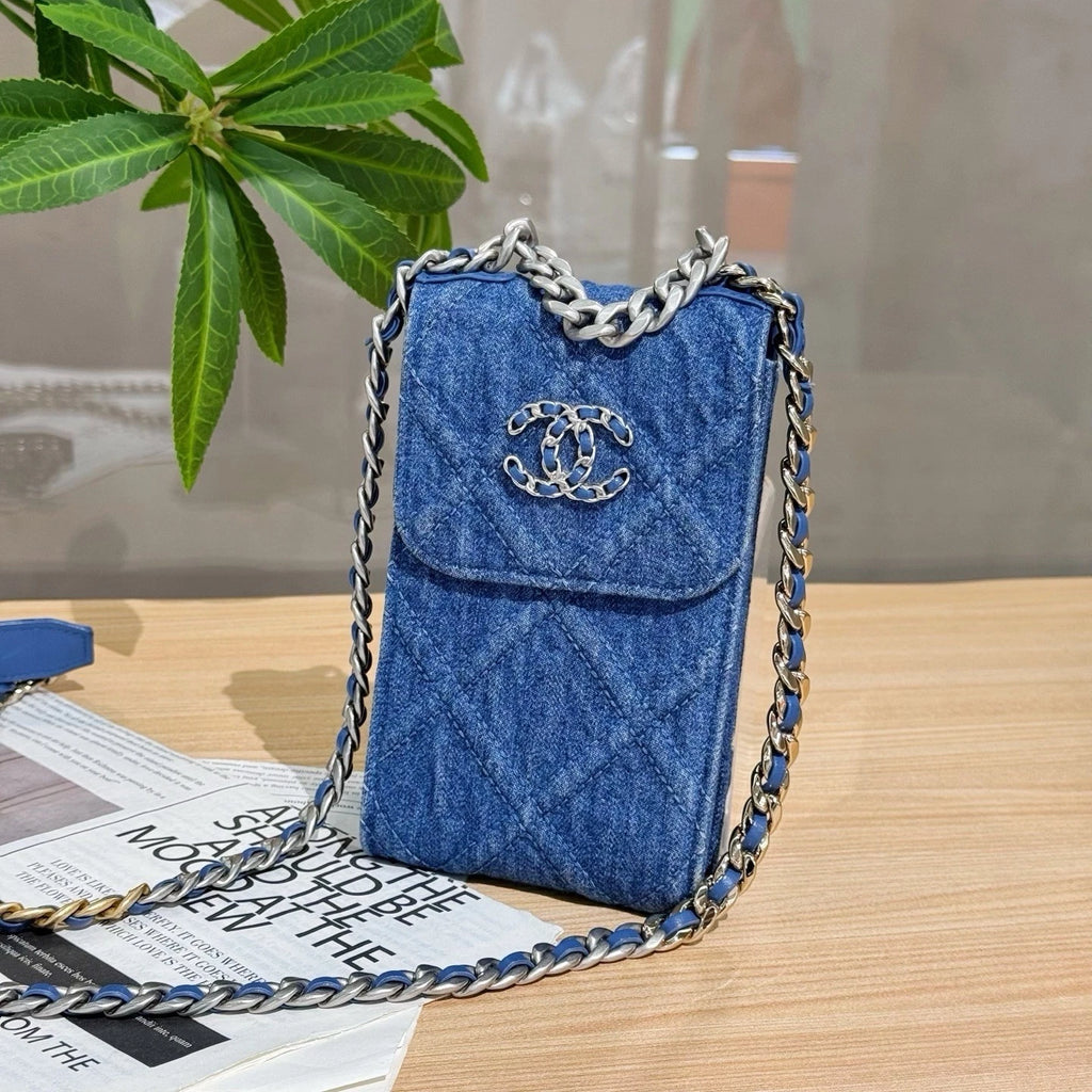 CHANEL Denim Phone Shoulder Crossbody Bag For Women