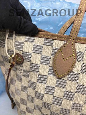 Louis Vuitton Neverfull MM Damier Ebene Brown Gold Shoulder Bag Women