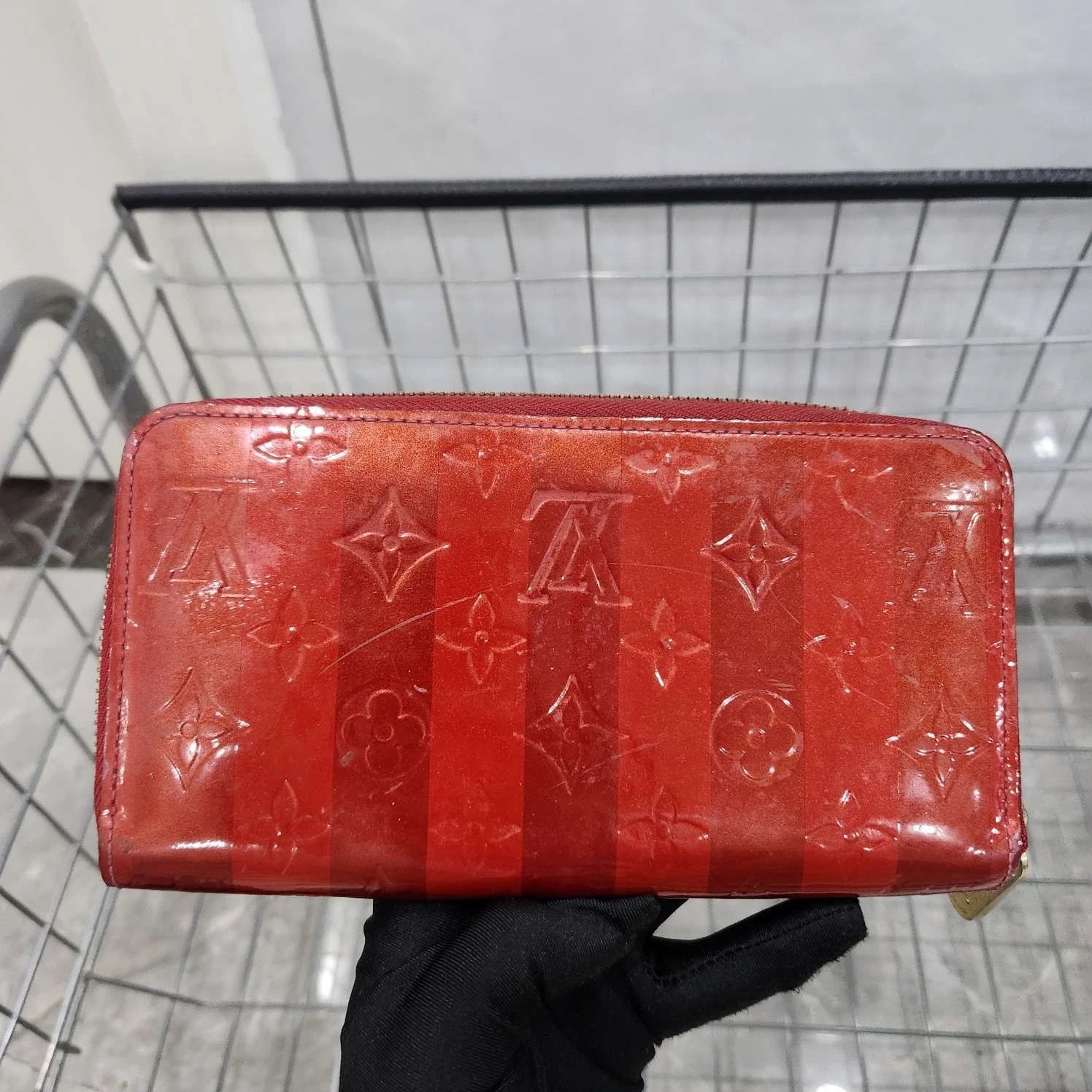 Louis Vuitton Red Patent Leather Long Wallet Clutch For Women