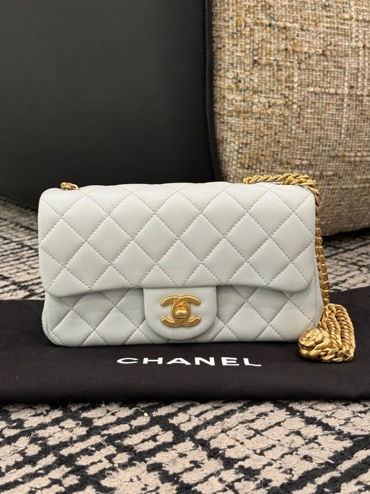 CHANEL Grey CF Mini Crossbody Shoulder Bag For Women