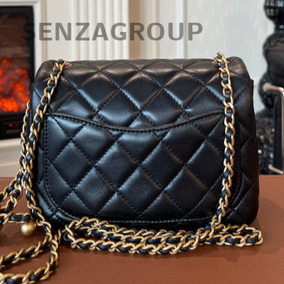 Chanel Classic Flap Black Gold Lambskin Chain Shoulder Crossbody Bag