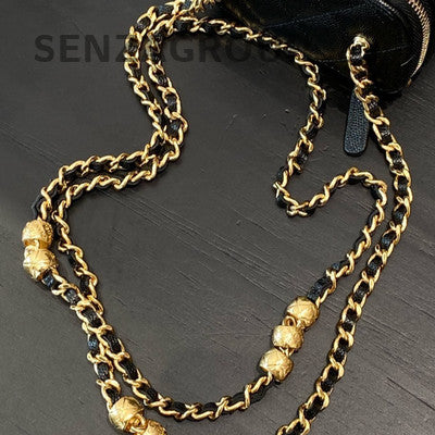 Chanel 25C Black Gold Mini Box Quilted Leather Chain Crossbody Bag