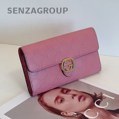 Gucci GG Marmont Long Wallet Clutch Pink Gold Used Women Classic