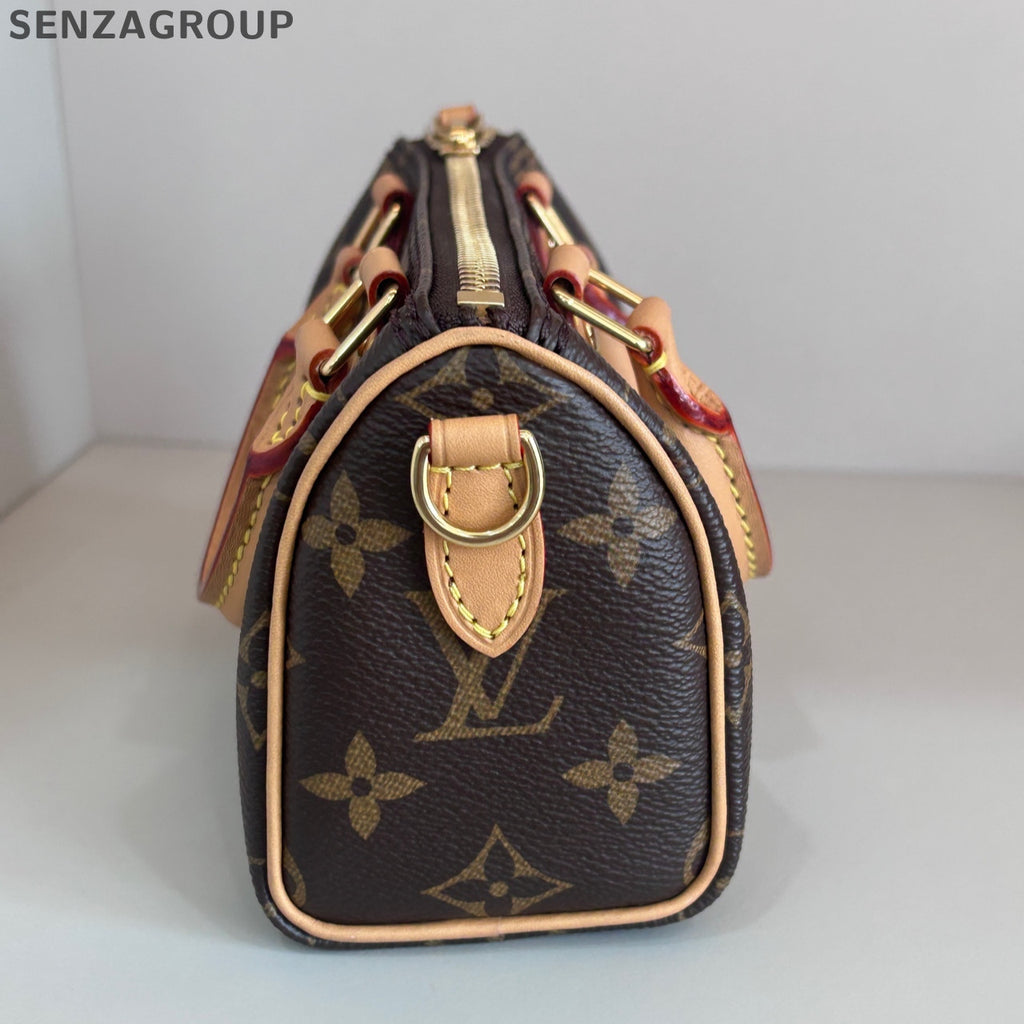 Louis Vuitton Nano Speedy Monogram Brown Crossbody Bag Women's Classic