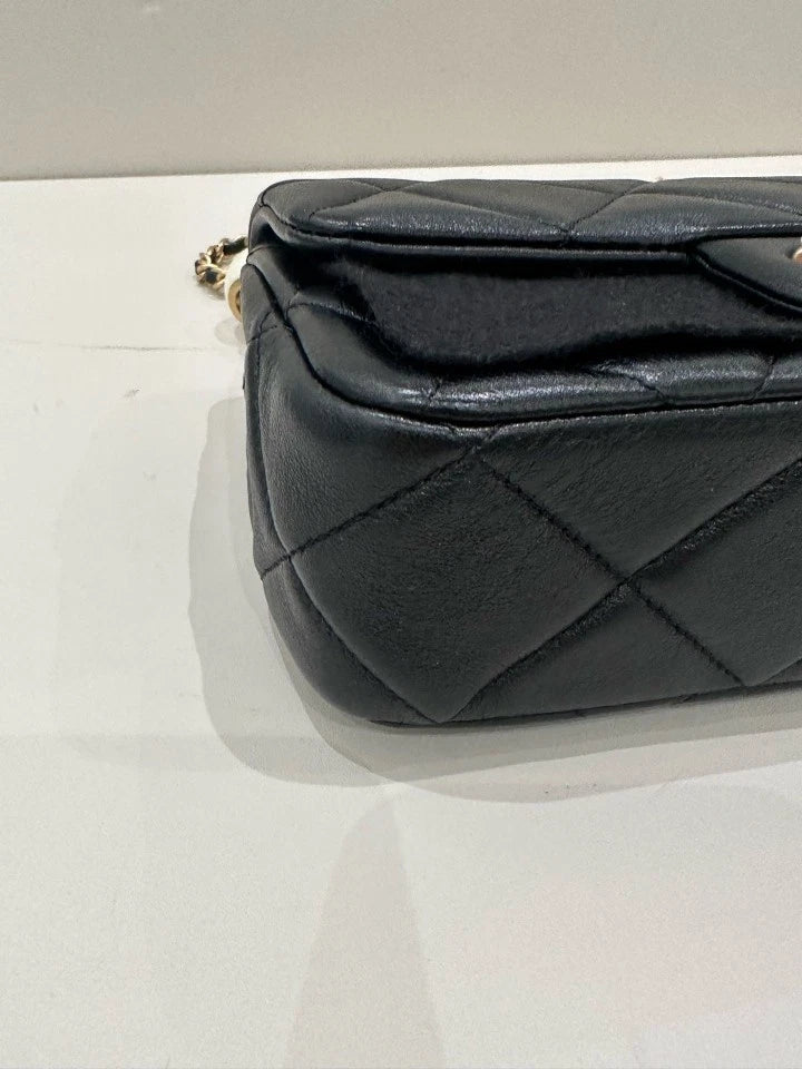 CHANEL Double Pearl Large Mini Crossbody Bag Black For Women