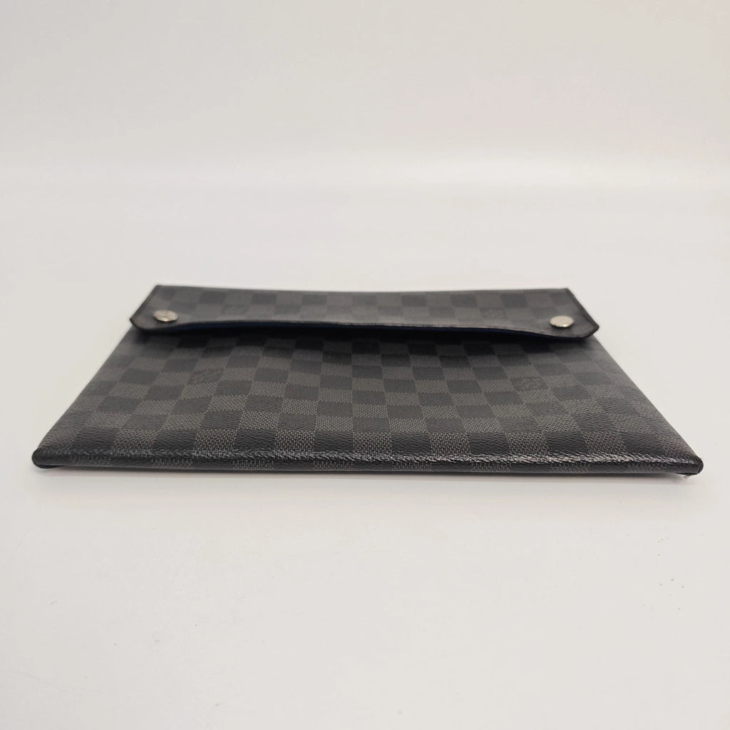 Louis Vuitton Black Grey Canvas Alpha Triple Clutch Bag For Women