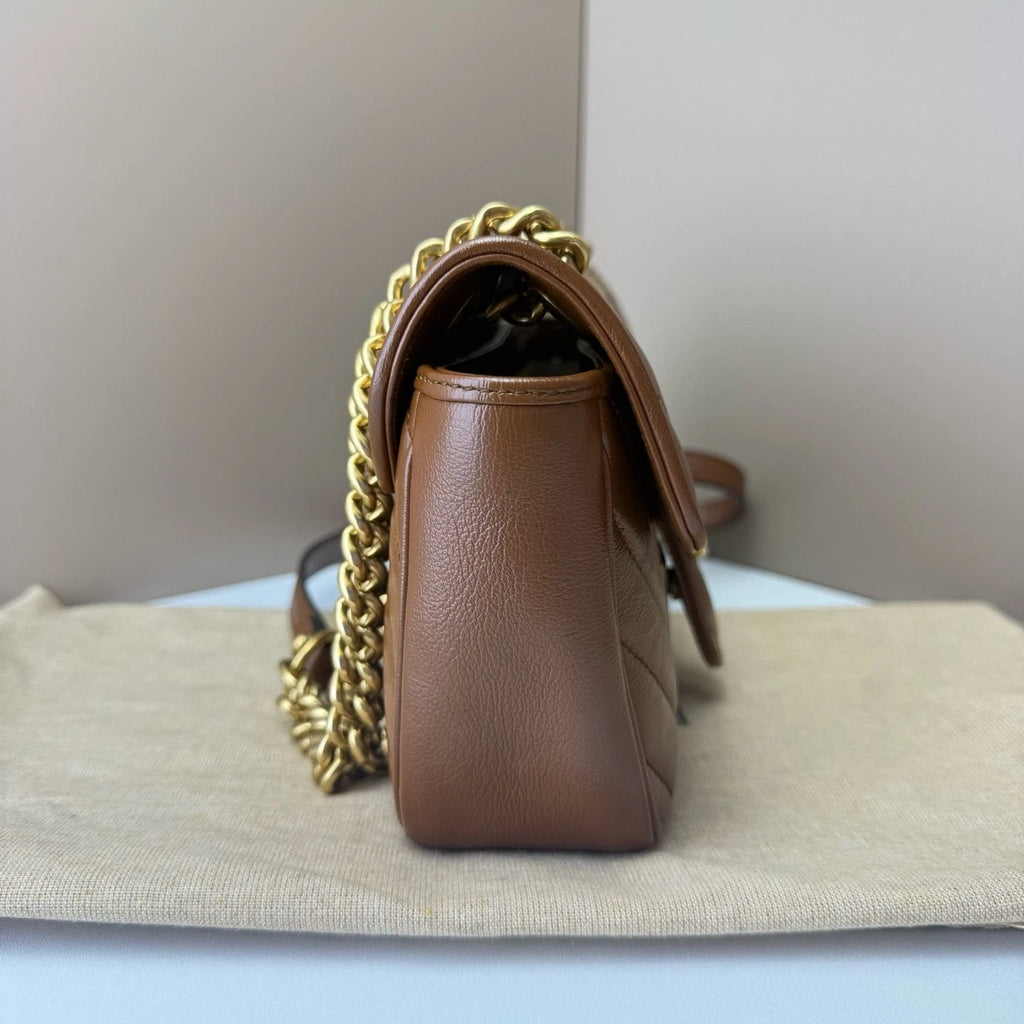 GUCCI Marmont22 Brown Chain Shoulder Bag For Women