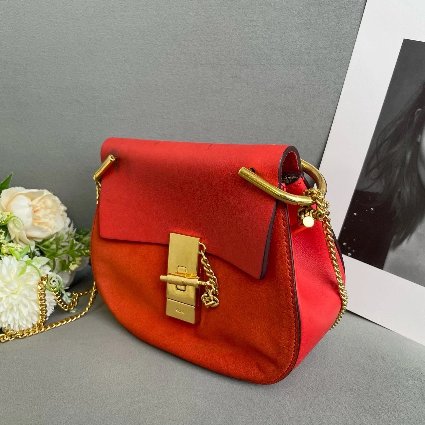Chloe Red Leather Crossbody Bag For Women