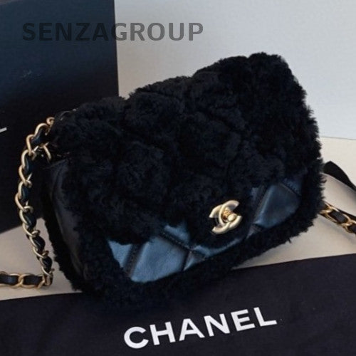 Chanel Chain PM 2Way Shoulder Bag Crossbody Black Gold Women Classic