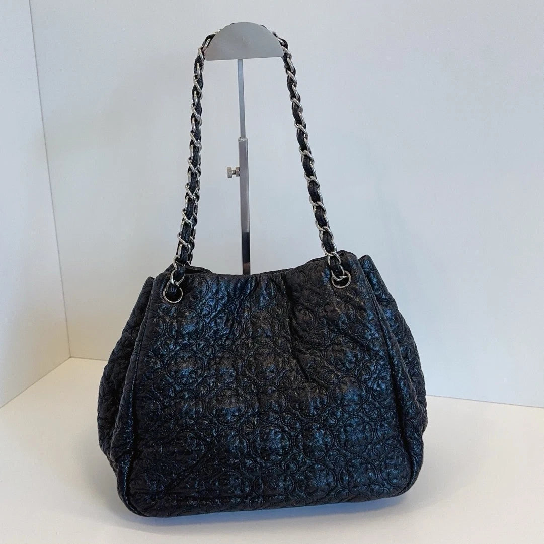 Chanel Bucket Chain Oil Wax Shoulder Crossbody Bag Black Excellent