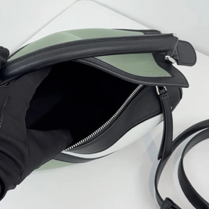 Authentic Loewe Puzzle PM Shoulder Crossbody Bag Green Silver Hardware