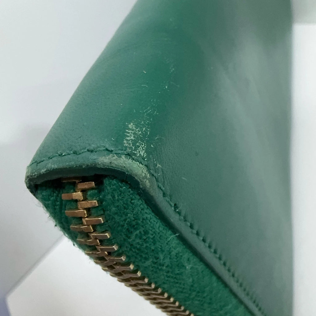 YSL Green Long Leather Multi-slot Wallet For Women