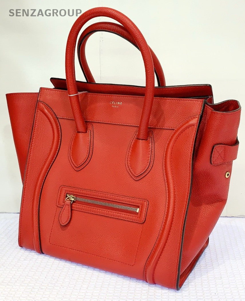 CELINE Micro Luggage tote Top Handle Handbag Women Red