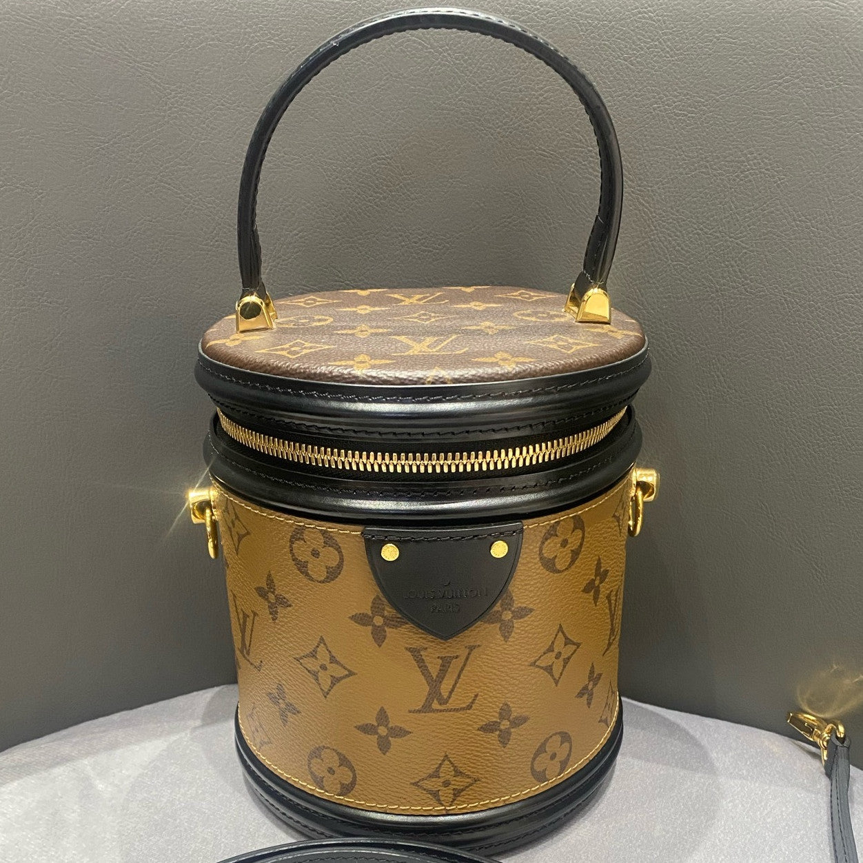 Louis Vuitton Monogram Cannes Bag Brown Gold Buckle Shoulder Tote
