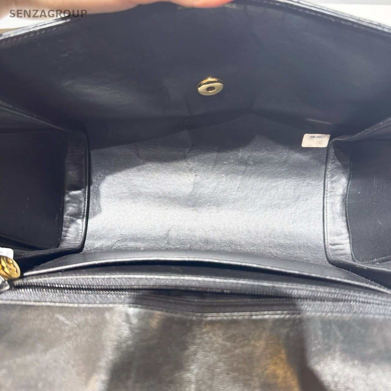 Chanel Classic Flap Lambskin Shoulder Bag Crossbody Black Gold Women