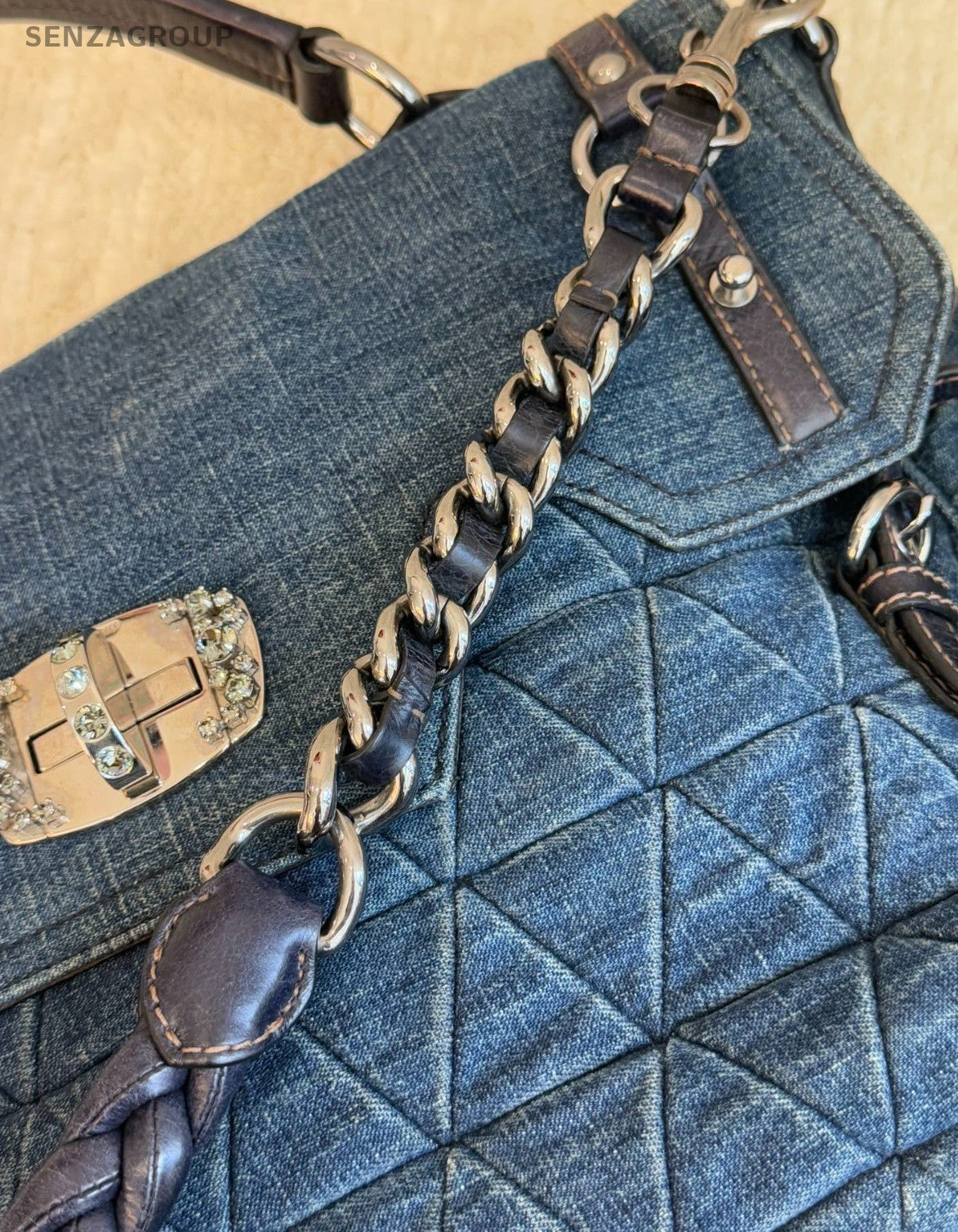 Miu Miu Denim Handbag Shoulder Bag Women Blue