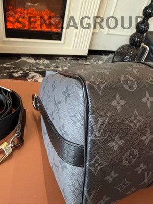 Louis Vuitton Keepall 35 Monogram Black Silver Handbag Unisex