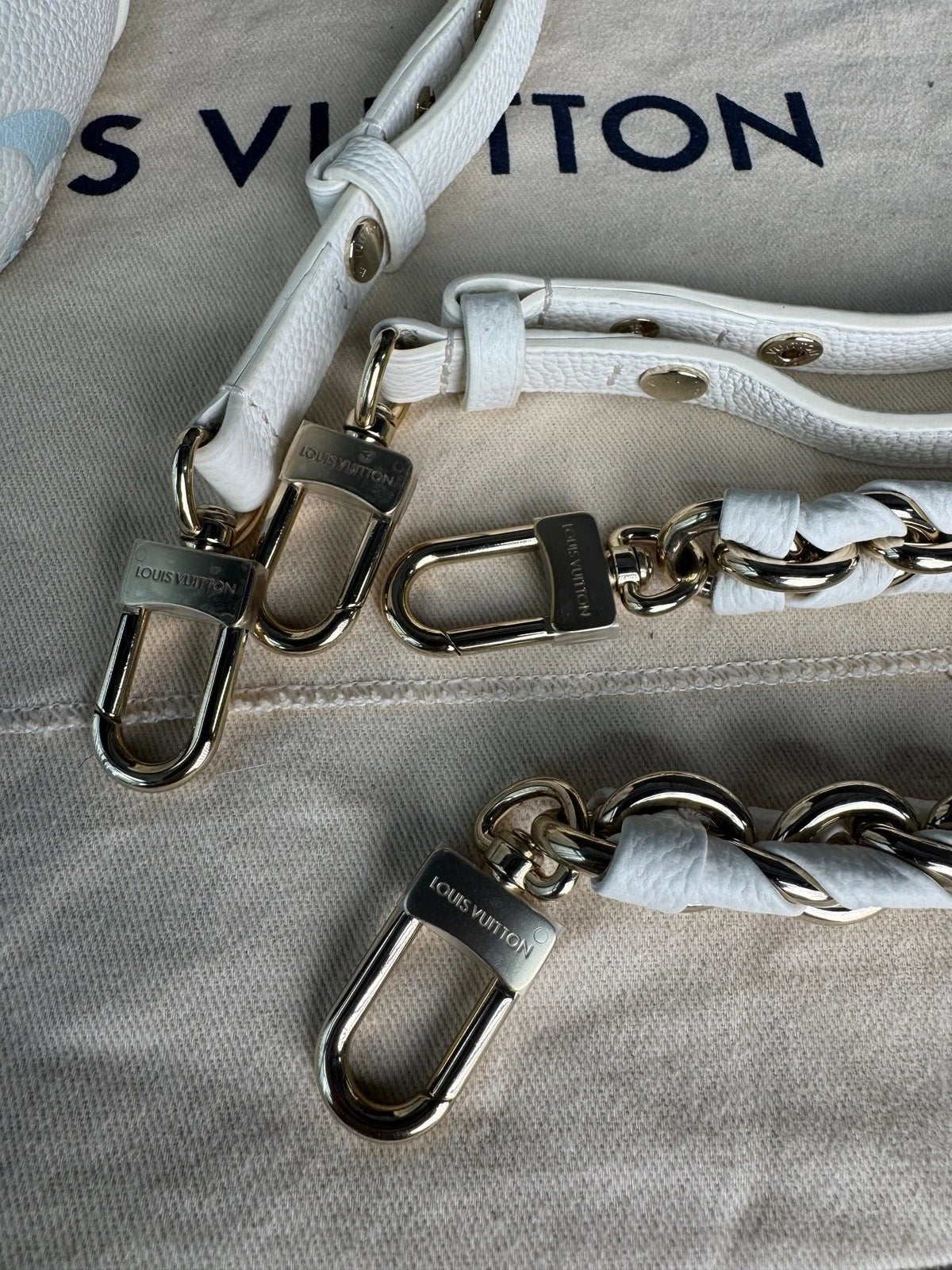 Louis Vuitton Neo Noe White Blue Leather Mini Bucket Bag For Women