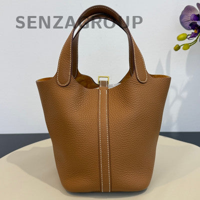 Hermes Picotin Lock 18 Gold Brown Gold Hardware TC Leather Handbag
