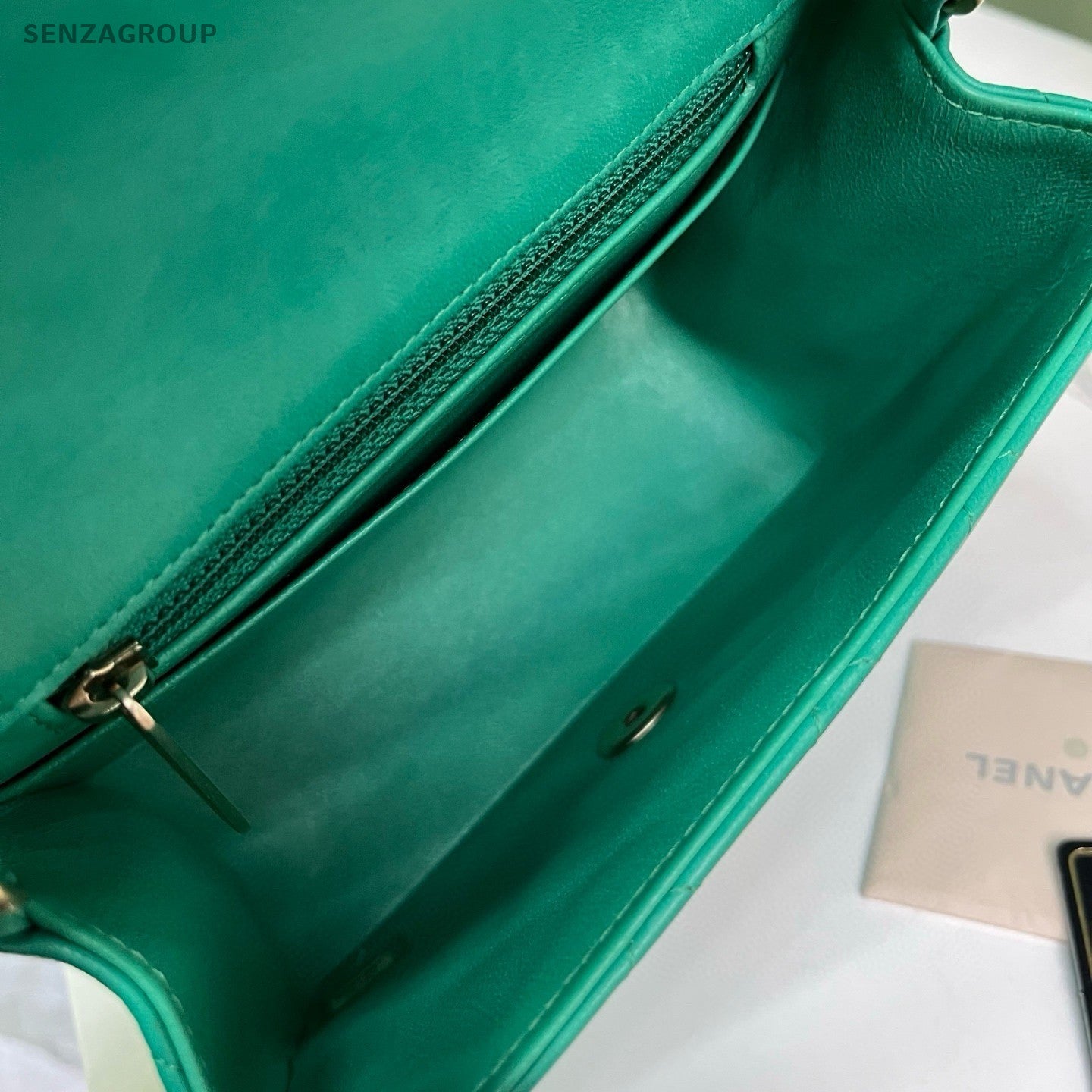 Chanel Classic Flap Chain Shoulder Bag Green Gold Women Fashion