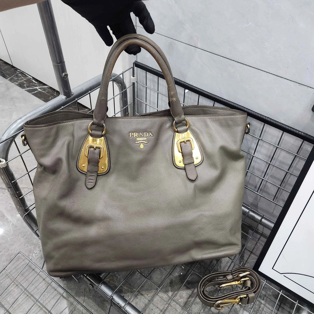 Prada Gray Tote Handbag Shoulder Crossbody Women