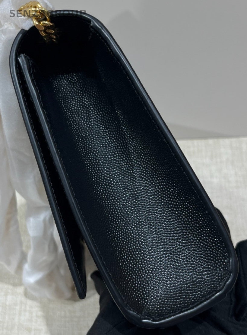 YSL Saint Laurent Kate MM Caviar Chain Shoulder Crossbody Bag Black Brand New